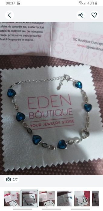 Bratara Argint EDEN  Cu Pietre Albastre