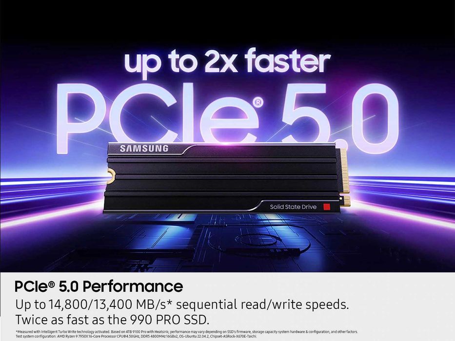Новый SSD NVMe Samsung 9100 PRO 4TB. С радиатором. PCIe 5 го поколения