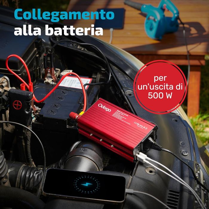Invertor de curent auto Odoga 300W, 12V CC la 110V CA, adaptor priză,