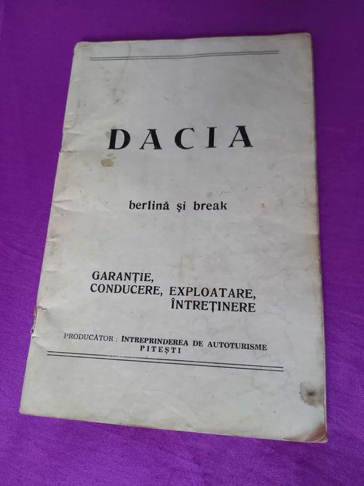 Carte Dacia berlină şi break, 1985