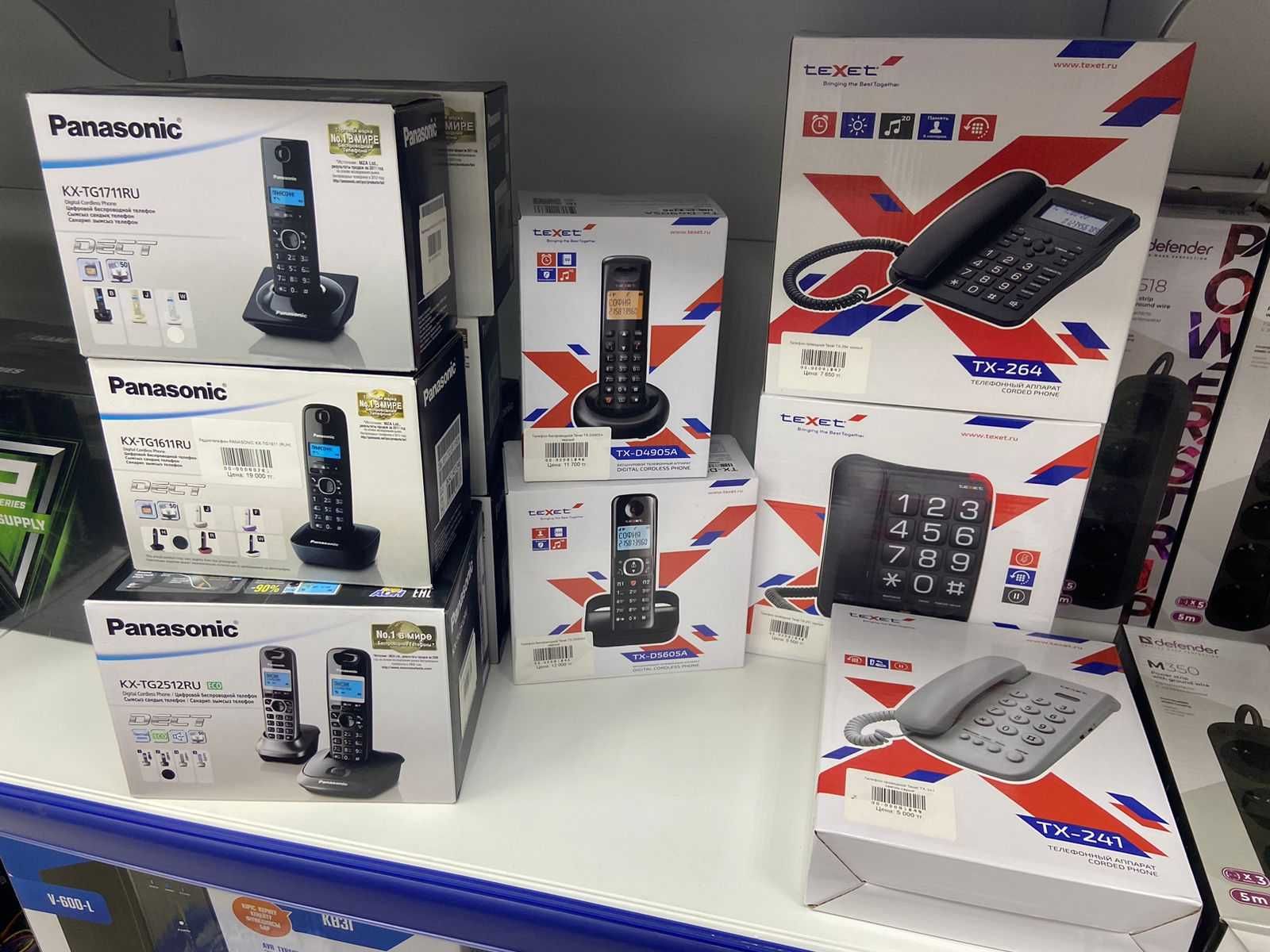 Радиотелефоны Panasonic и TEXET. Проводные телефоны