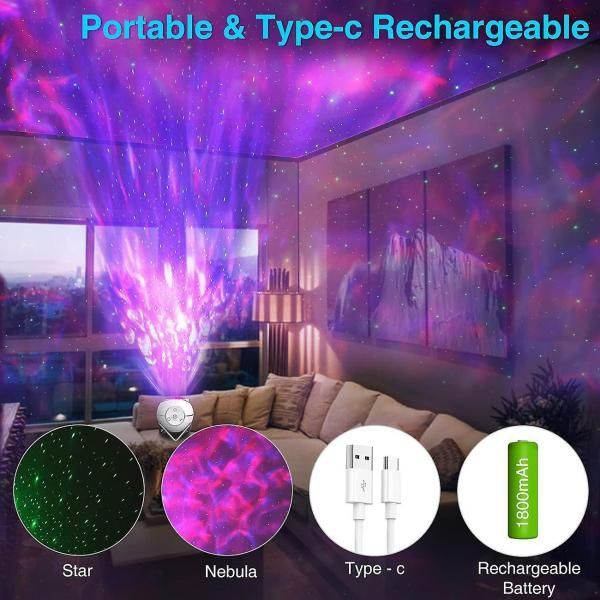 Lampa proiector led star sky rgb stele zgomot alb copii