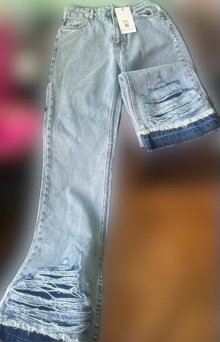 Дънки с висока талия тип чарлстон