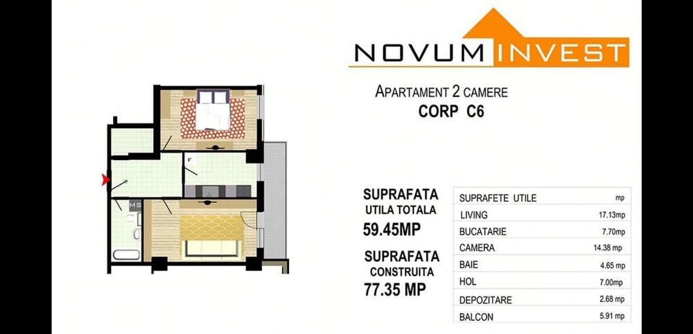 2 camere, decomandat, loc parcare, vedere Poli