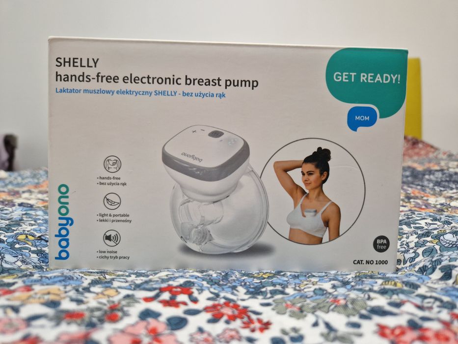 Pompă de sân electrică hands-free Babyono Shelly si tampoane de sani