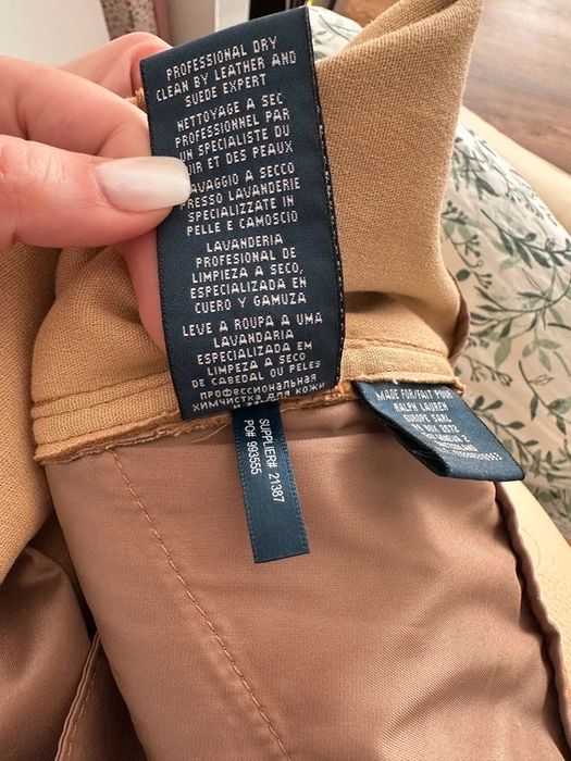 Ralph Lauren Pantaloni piele intoarsa camel maro