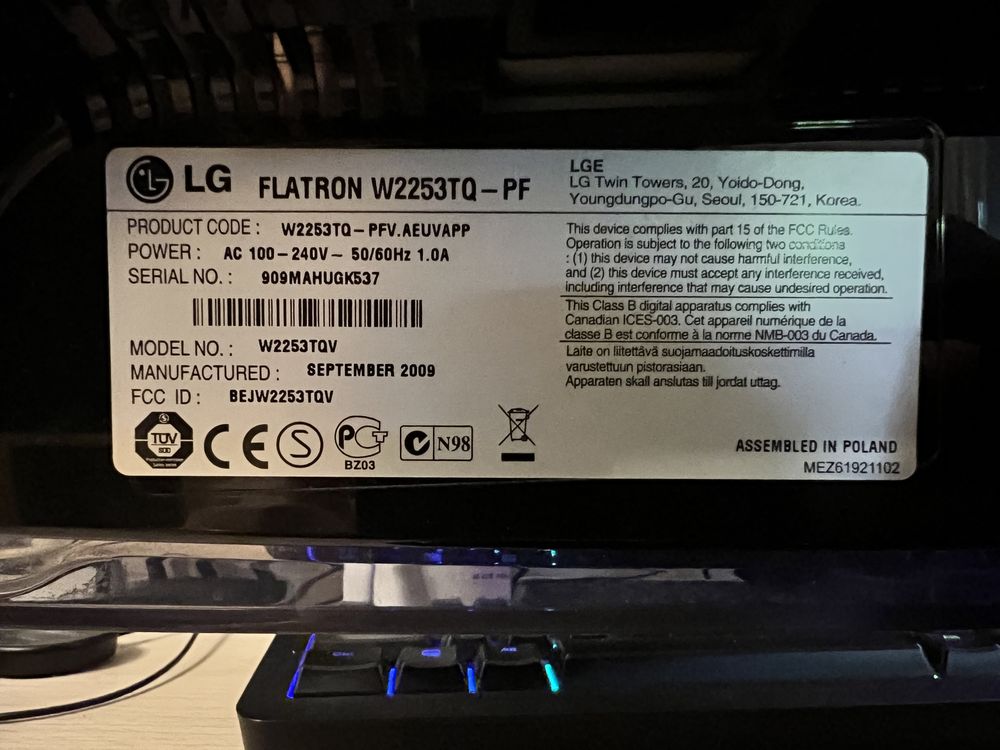 Monitor LG Flatron W2253TQ