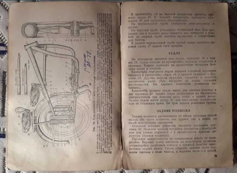 "Мотоцикл М-72" 1948г. СССР. Редкость!