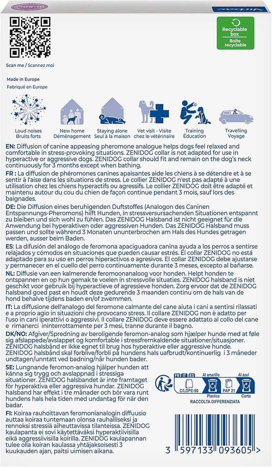 Нашийник Zenidog, Успокояващи феромони, за кучета между 10 кг - 50 кг