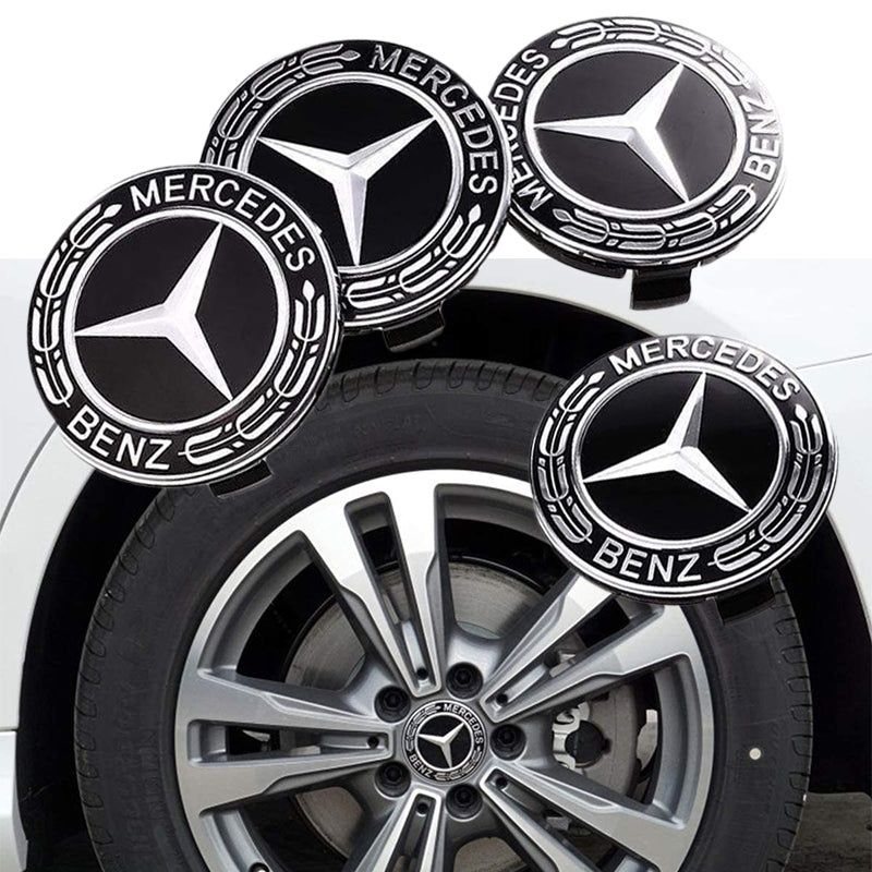 Set 4 capace roti jante aliaj Mercedes 75 mm negru sau argintiu