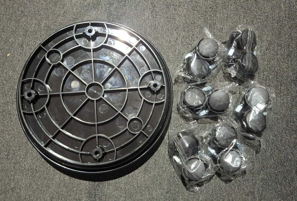 Set 3 suporturi ghivece cu roti Circloophs, plastic rezistent, 30cm