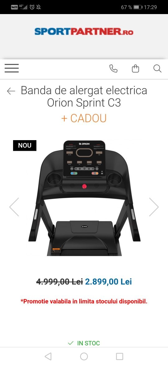 Bandă de alergat electrică Orion Sprint C3