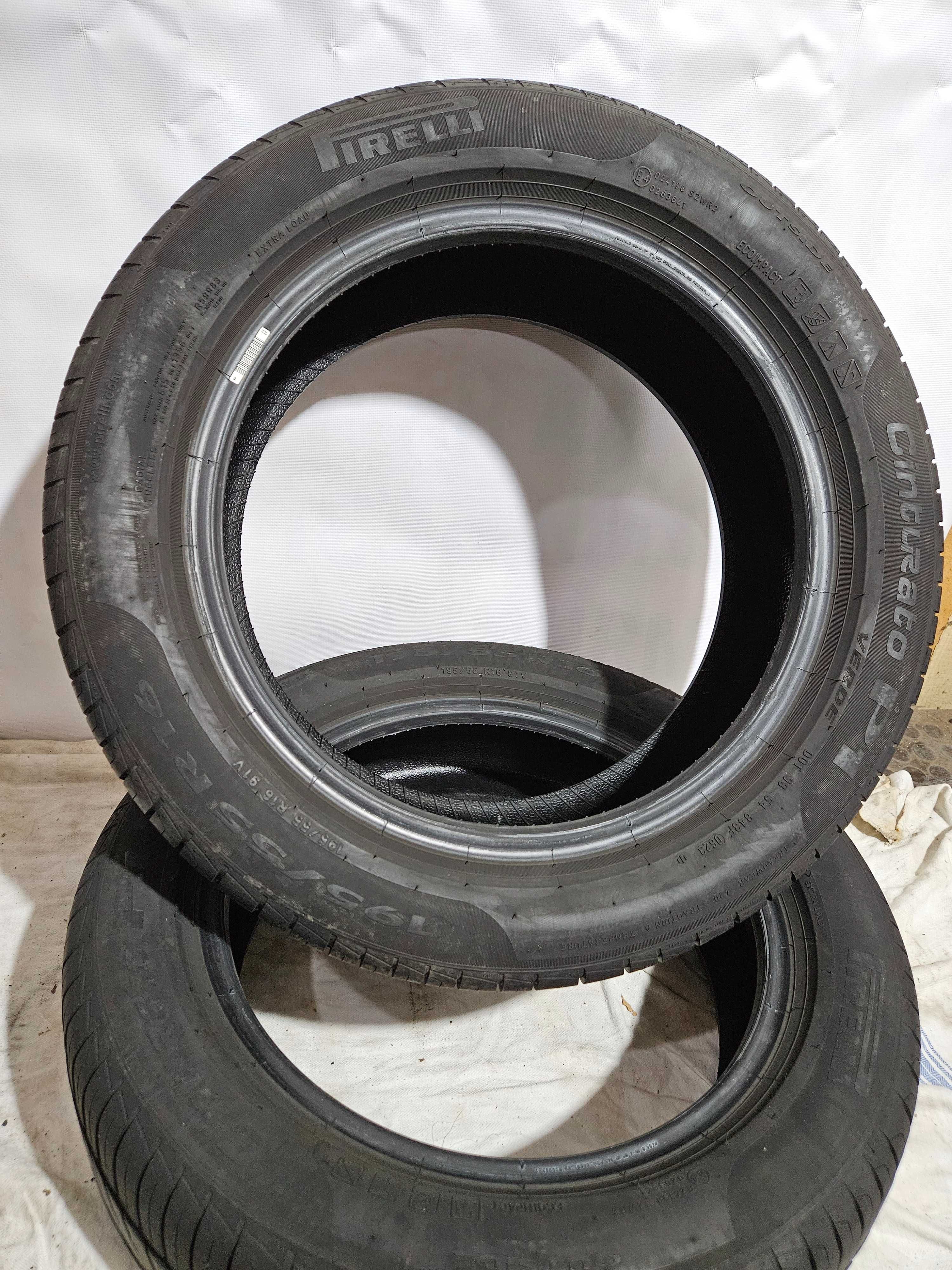 2бр 195/55/16 PIRELLI 7мм грайфер дот:23г безплатен монтаж