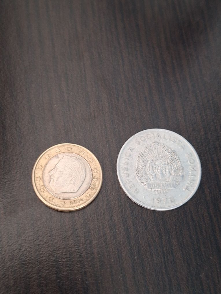 Moneda de 5 lei și de 1 euro