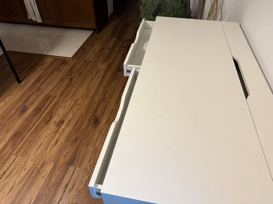 Birou alb Alex IKEA cu 2 sertare 132x58 cm