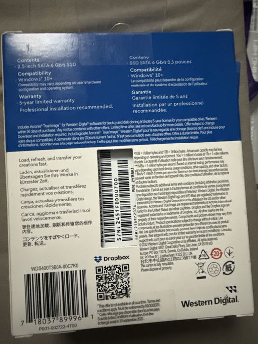 Ssd western digilat wd blue SA510 4tb sata 2.5”