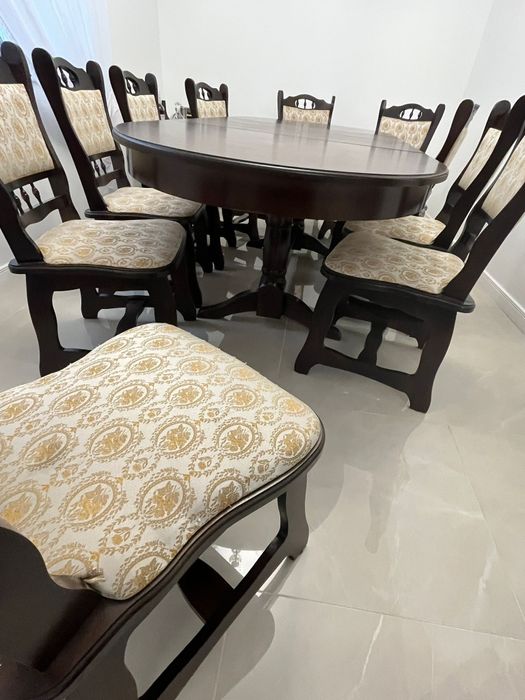 Masa lemn masiv + 10 scaune