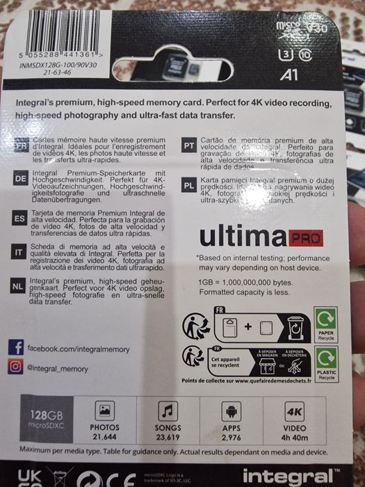 Card micro sd 128gb clasa 10+adaptor