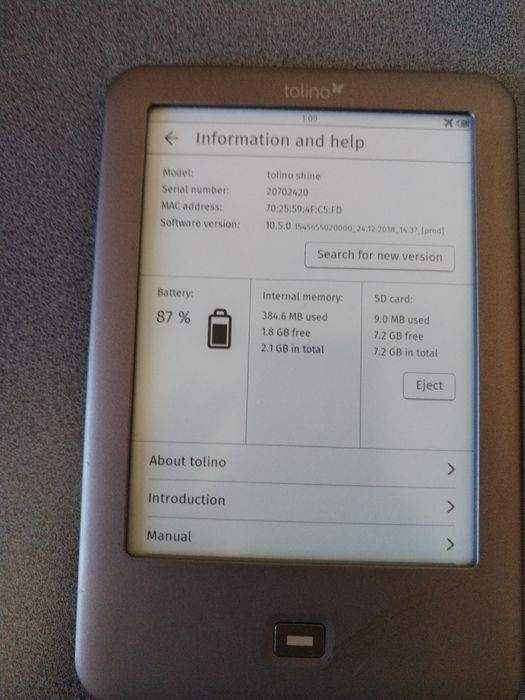 Ebook reader tolino shine 1
