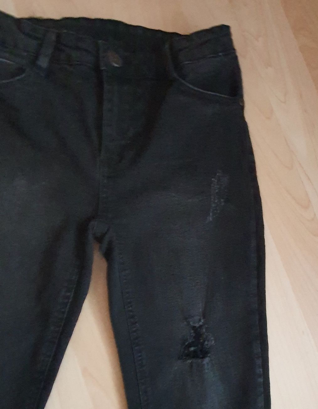 Pantaloni/Jeans cargo largi H&M/ skinny cu rupturi 9-10 ani