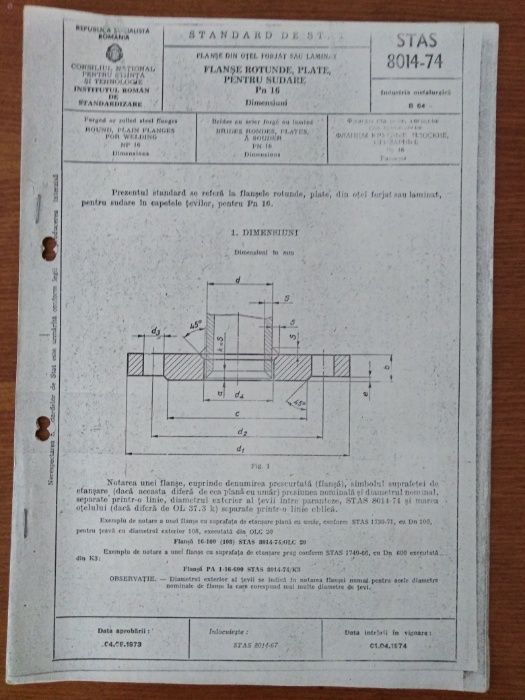 STAS 8013-74 si STAS 8014-74 Flanse rotunde, plate, pentru sudare