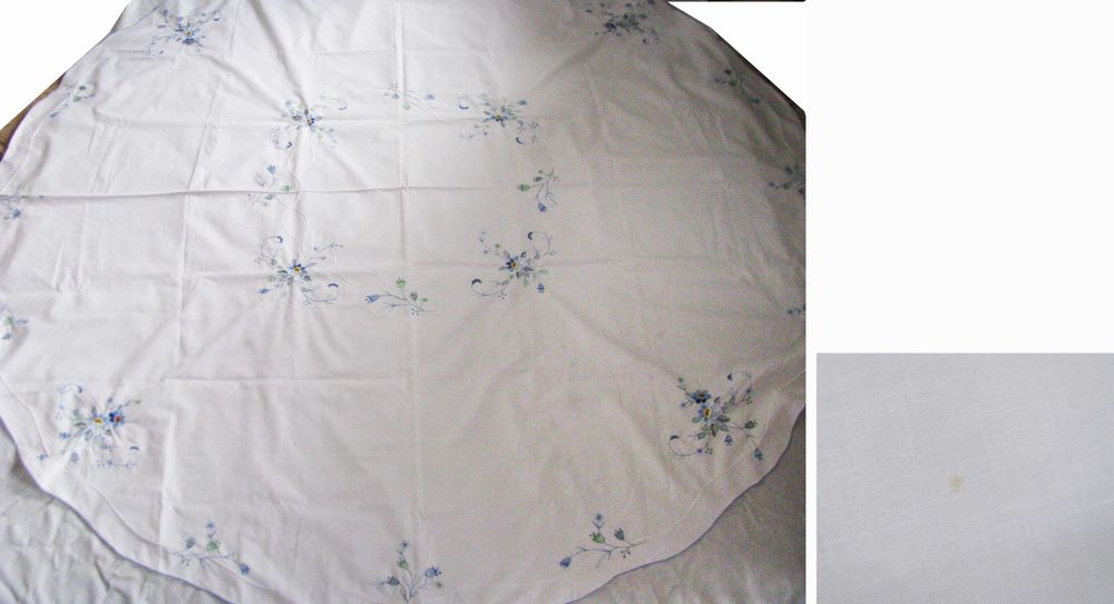 Покривка за маса кръгла бродирана Ленена, отлични