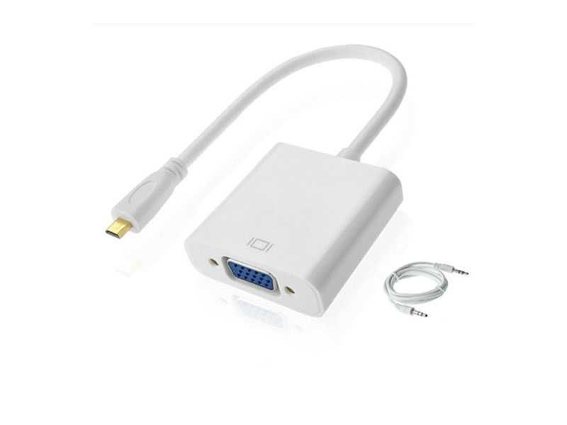 Cablu Convertor Mufa Adaptor Micro HDMI la VGA cu Audio