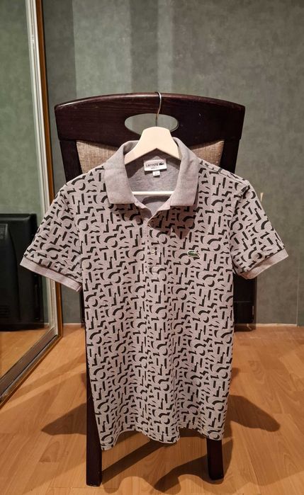 Lacoste Erkek Regular Fit Desenli Gri Polo Оригинал