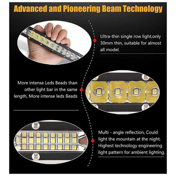Ултра тънък диоден LED bar с комбинирана светлина, 72W, 12-24V, 27.5см