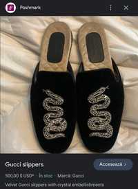 Gucci velvet slippers crystal embroidery marime 38