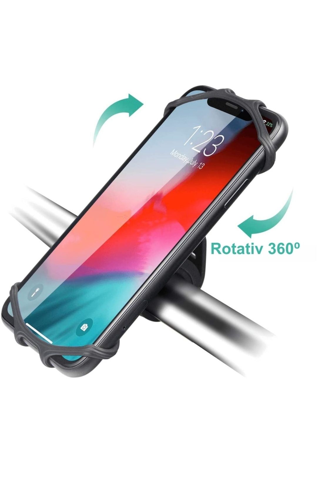 Suport telefon universal pentru bicicleta, din silicon, rotativ 360⁰