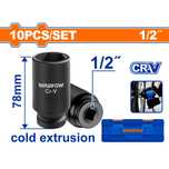 Комплект удължени шестостенни ударни вложки WADFOW, CrV, 1/2″, 10 част