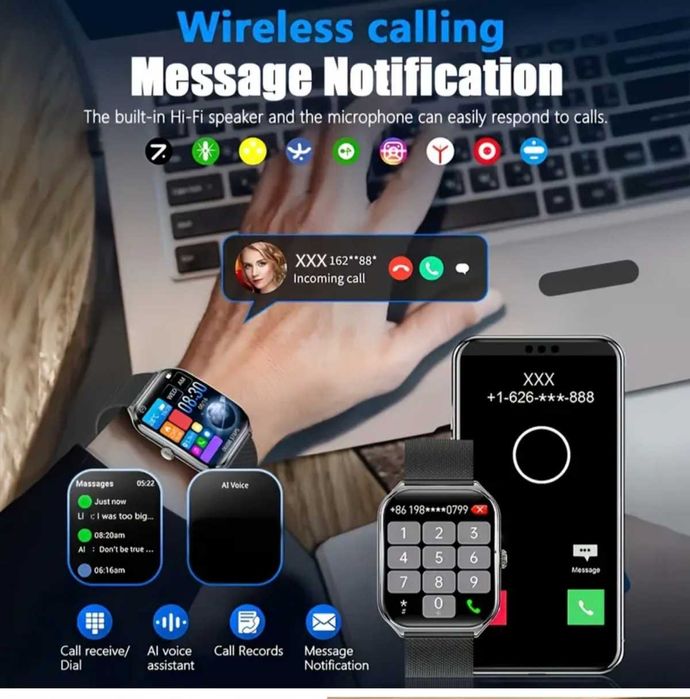Ултра-тънък смарт часовник, AMOLED HD