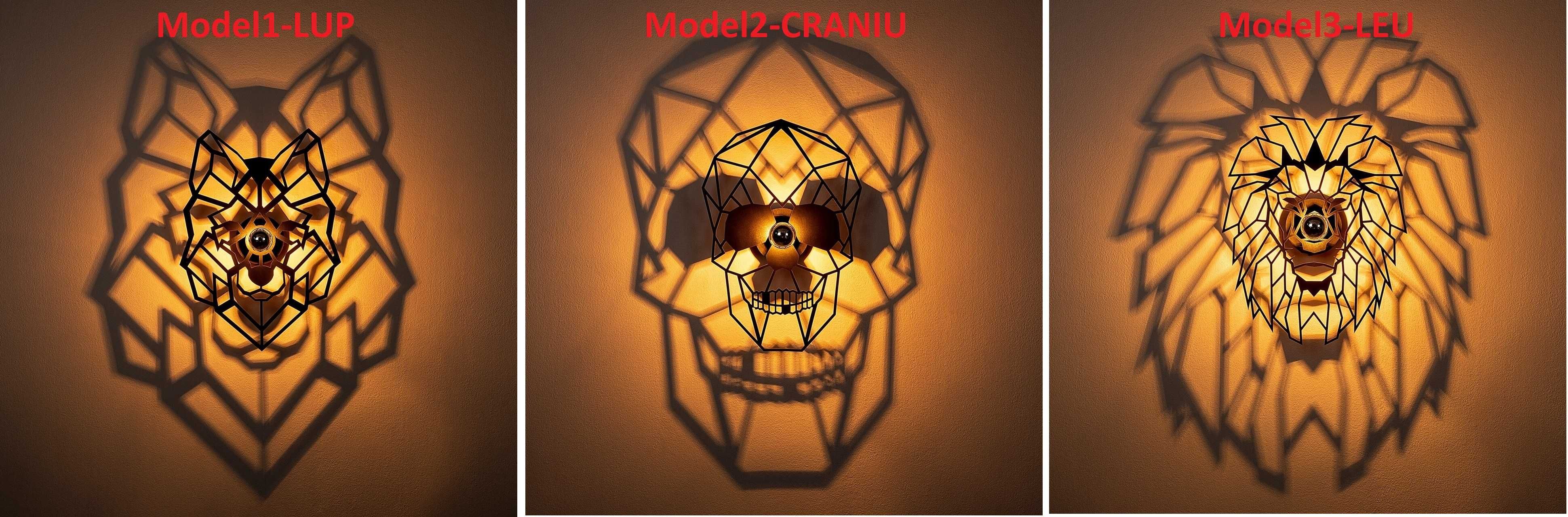 INEDIT,aplică,3D,geometric,proiectează umbra mărită-CRANIU,LUP,LEU