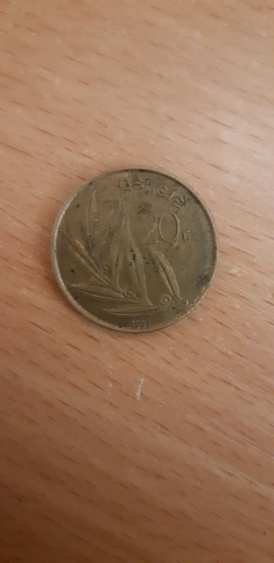 Бельгия 20 франков 1993 надпись на голландском - 'BELGIE',