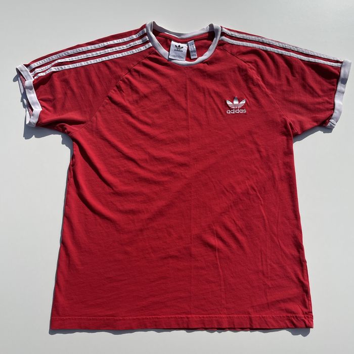 Tricou Adidas Originals Retro 3 Stripes – Roșu/Alb, Mărimea L