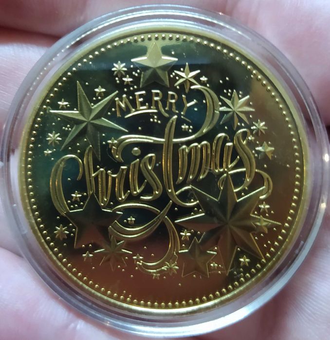 Коледно - новогодишен плакет в защитна капсула . Merry Christmas