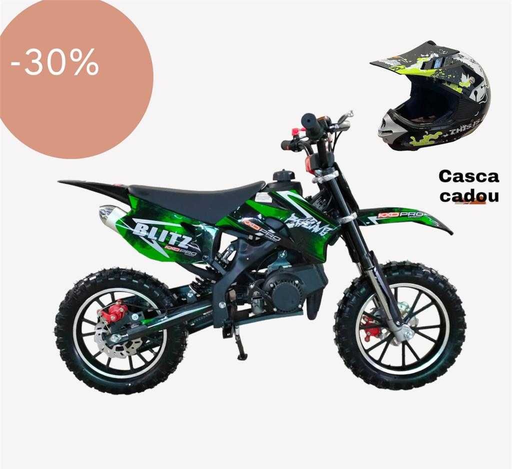 Motocross copii roti cauciuc 10 motor 49cc amestec benzina casca cadou