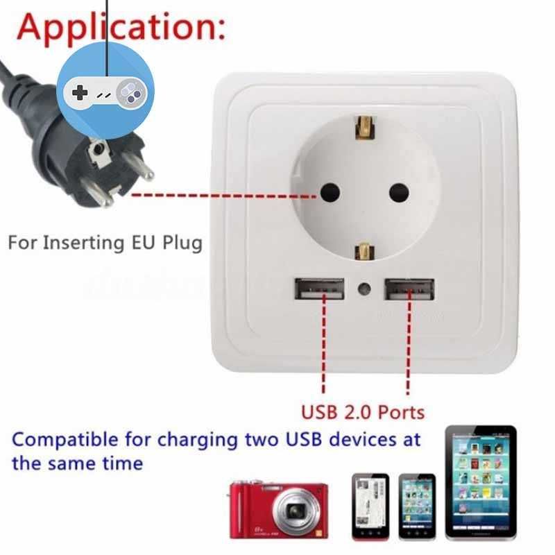 Единичен ел. контакт с 2 USB входа