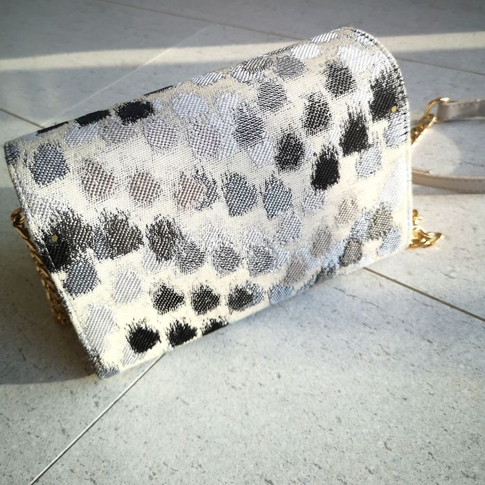 Голяма шопинг чанта от плат и малка чанта еко кожа, плат и дърво