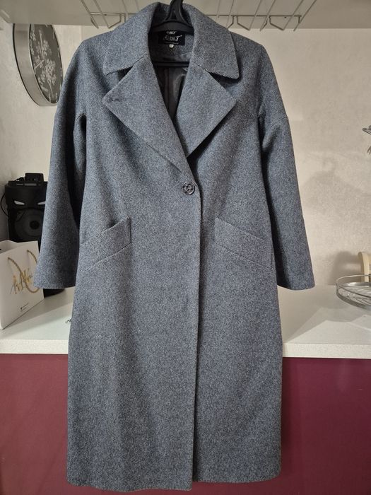 Пальто осень голубое