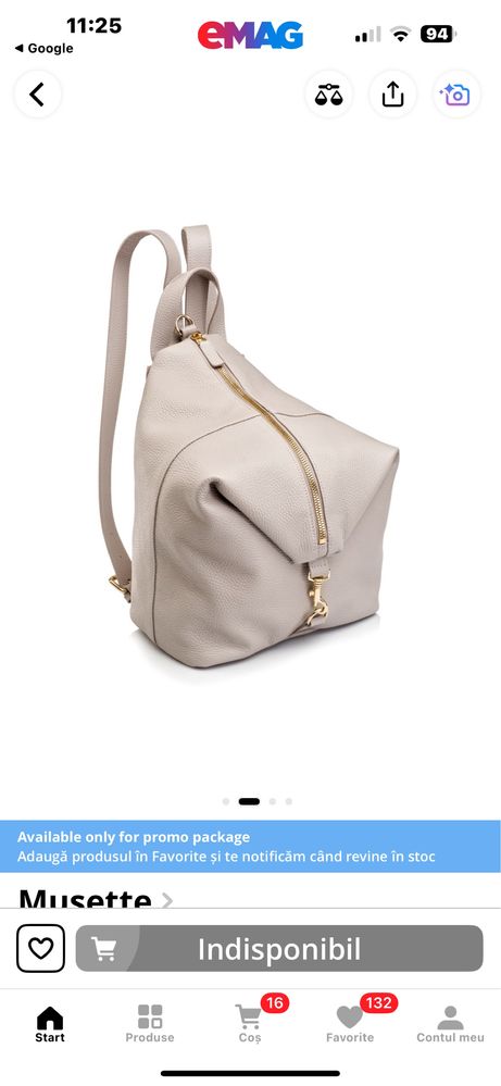 Musette rucsac -geanta bej