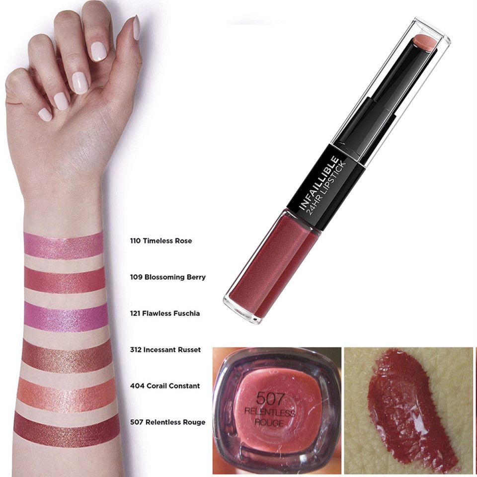 Ruj de buze rezistent Loreal cu 2 capete Nuanta 507 Relentless Rouge