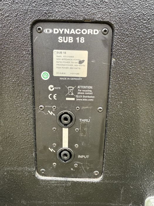 Basi Dynacord VL SUB18 Originali!!.