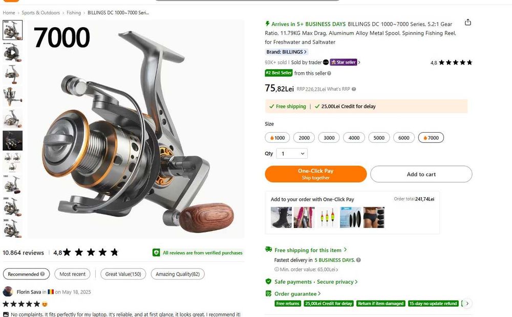 Mulineta pescuit Billings DC7000