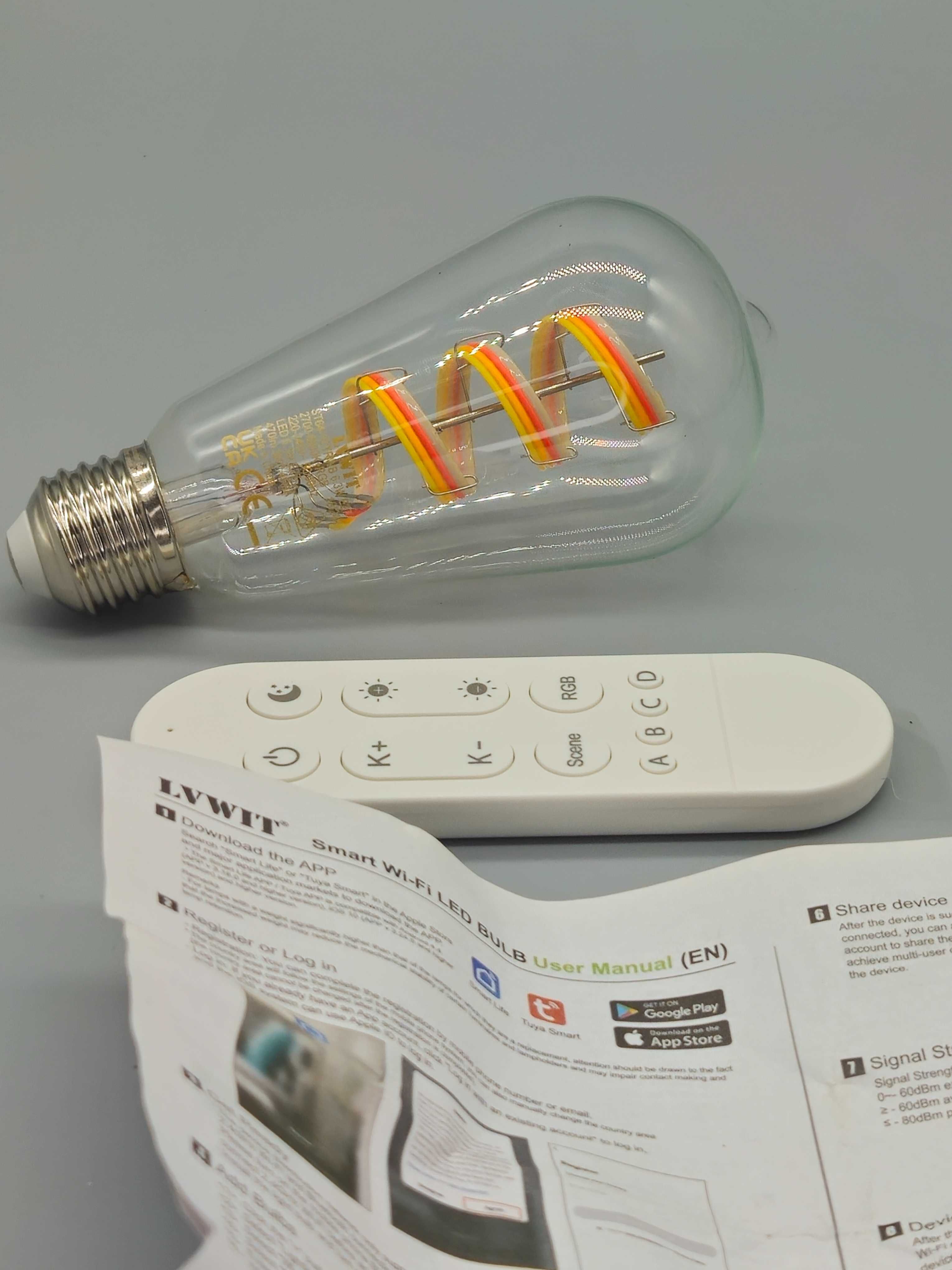 Смарт Wi-Fi LED крушка E27,6.3W,RGB +  бяло, с дистанционно управление