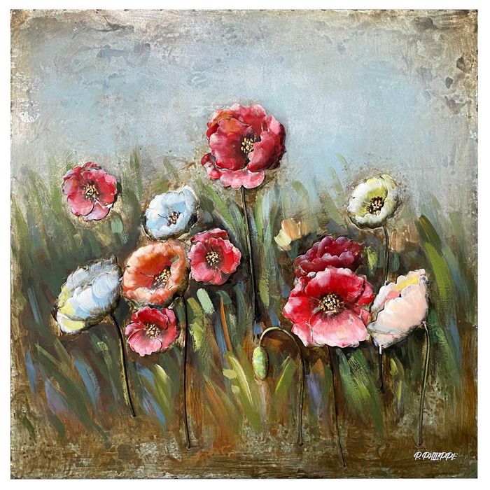 Tablou metalic 3D cu maci, decoratiuni-antichitati.ro