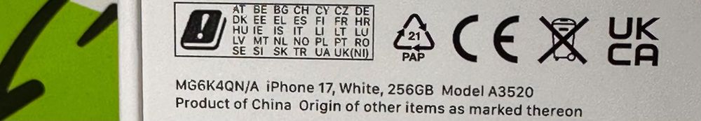 iPhone 17 sigilat alb/argintiu