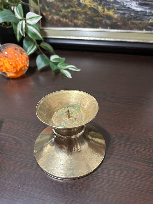 MA058 Sfesnic masiv de bronz 350g 8cm diametru lumanare si 12 cm baza