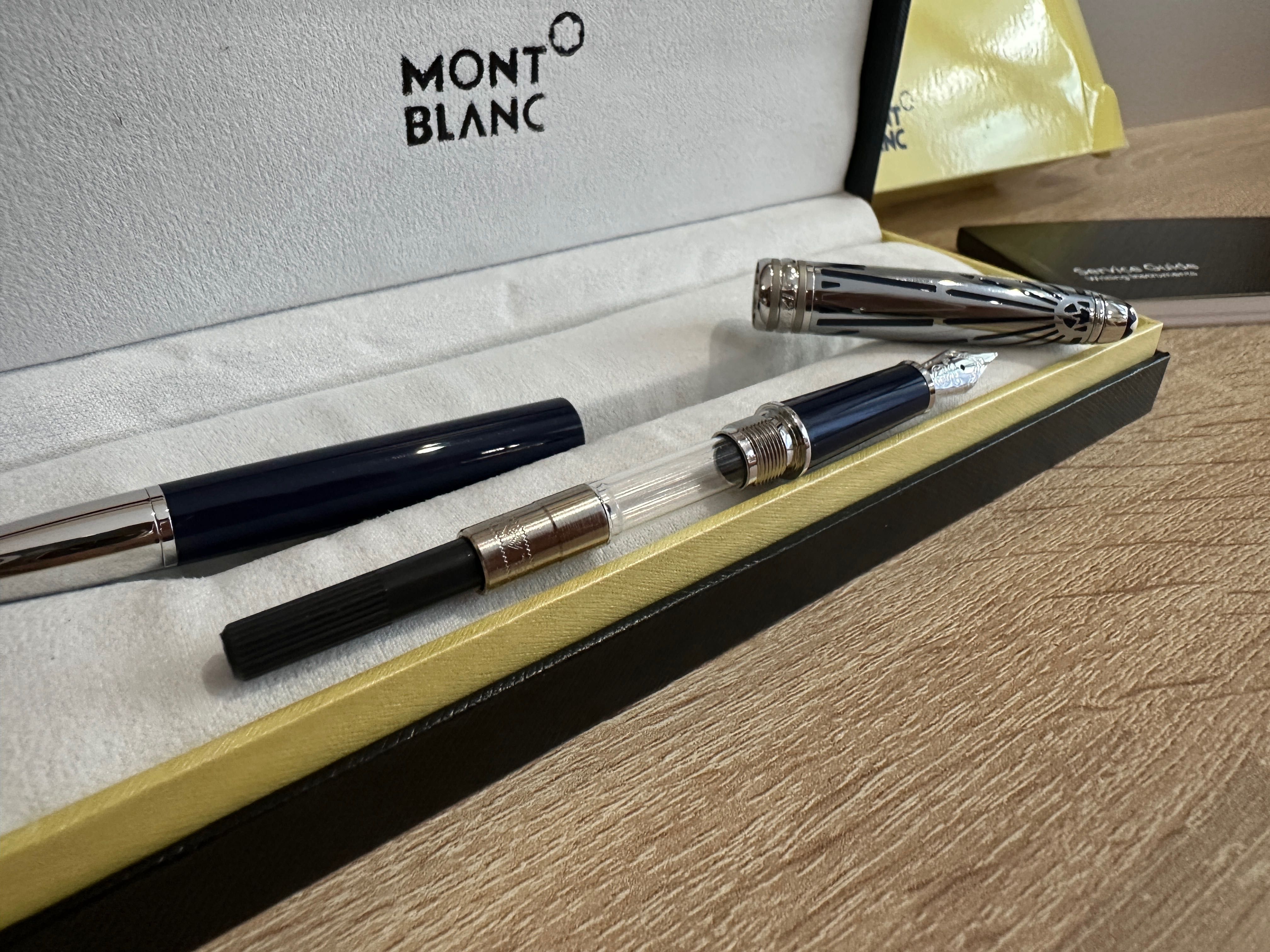 Stilou Mont Blanc Meisterstuck fountain pen, reserva/cerneala Argintiu